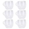 6Pcs Double Wall Glass Coffee Mugs Set Clear Insulated with Handle Egg Shaped for Juice Beer Water 350ml