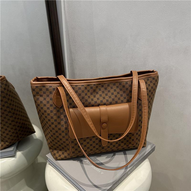 

Женские сумки, сумки-тоут большой вместимости, модные ромбовидные наплечные сумки с принтом, простые текстурные сумки, женские сумки коричневый