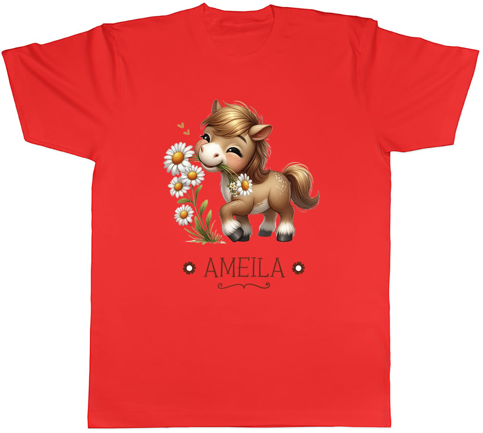 Personalised Horse Daisy Flower Unisexs TShirt Forest Animal Floral Tee Gift S