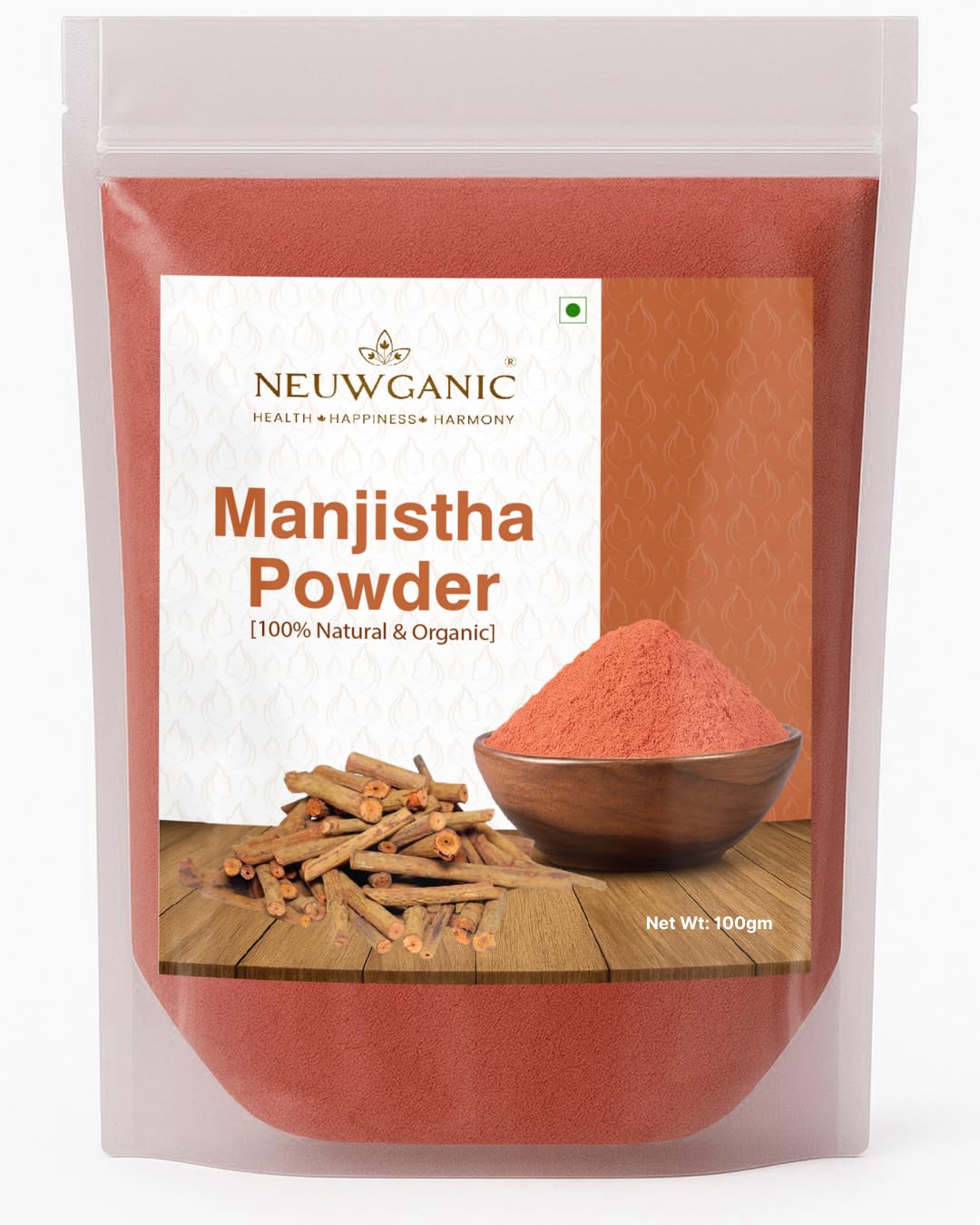 Neuwganic Bioloģiski audzēts Manjistha pulveris (100gm)