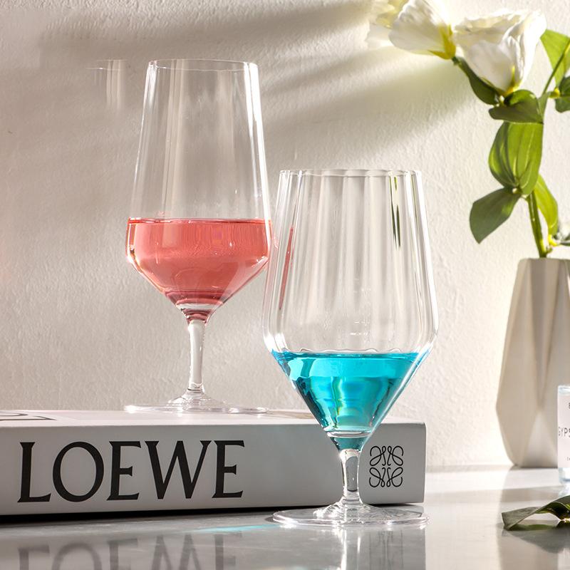 Nordic Transparent Crystal Glass Goblet Gusseted Vertical Design For Red White Wine Champagne Barware