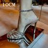 French Design Hollow Heels Women'S 2025 Summer Rhinestone Bag And One-Line Buckle Stiletto Sandals