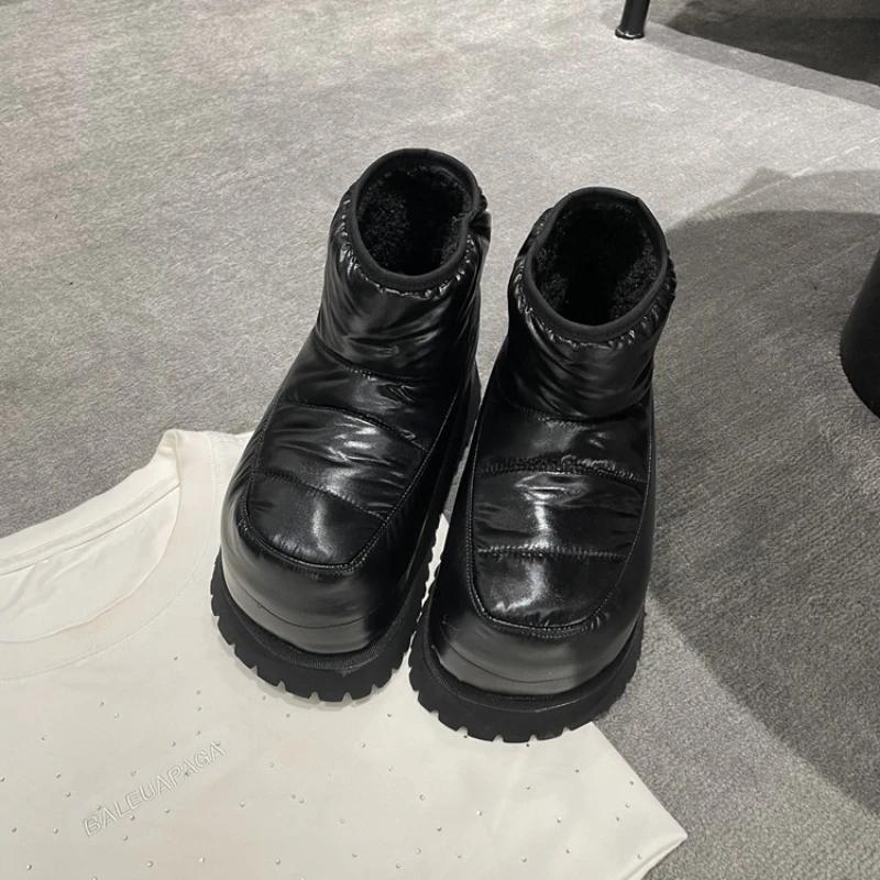 Fashion New autumn and winter snow boots bread height increase thick soles outdoor lazy slippers closed toe shoes half package