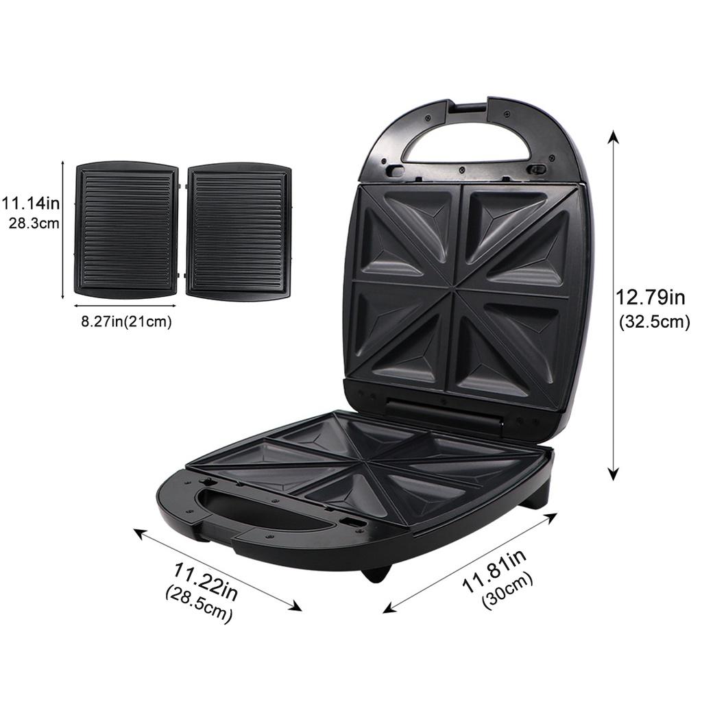 Electric Waffle Maker Mini Sandwich Machine Breakfast Maker Multi Cookers Toasters Electric Ovens Hot Plates Bread Pancake 3 In 1 1200W