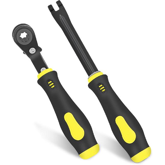 2 PCS Slack Adjuster Tools, Brake Adjustment For Semi, Fork End Release And 5/16  Double Square Reversible Ratcheting Wrench, Automatic Slack