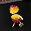 European Retro Diamond-encrusted Egg-shaped Jewelry Box Metal Enamel Color Creative Flip Ring Necklace Earrings Storage