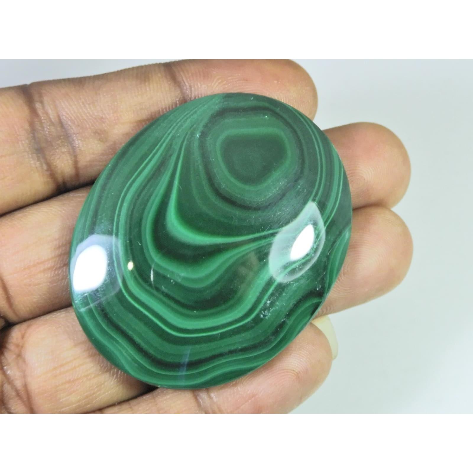 

43X53X08MM Natural Green Malachite Oval Cabochon Loose Gemstone 210Cts. C-1693