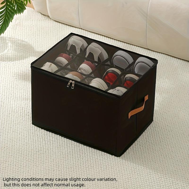 

1pc Foldable Oxford Fabric Shoe Organizer with Lid Dustproof Storage Box for Shoes Clothes Accessories Home Organization чорний