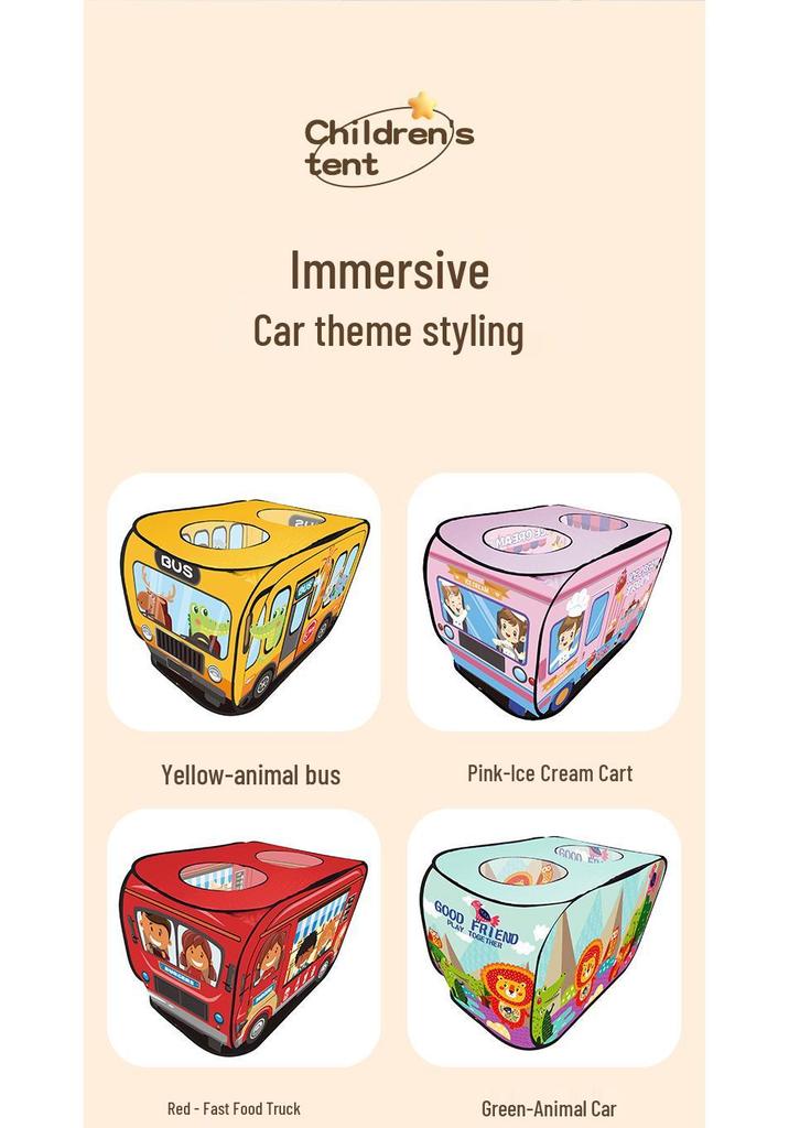 Children's Outdoor & Indoor Pop-up Play Tent - Cartoon Bus Theme