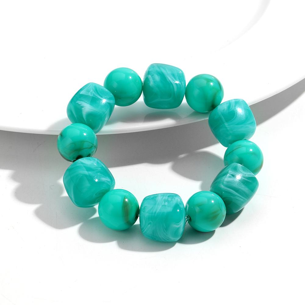 Acrylic Chunky Irregular Square Round Beaded Bracelet for Women European and American Simple Bracelet Fashion Hand Accessories