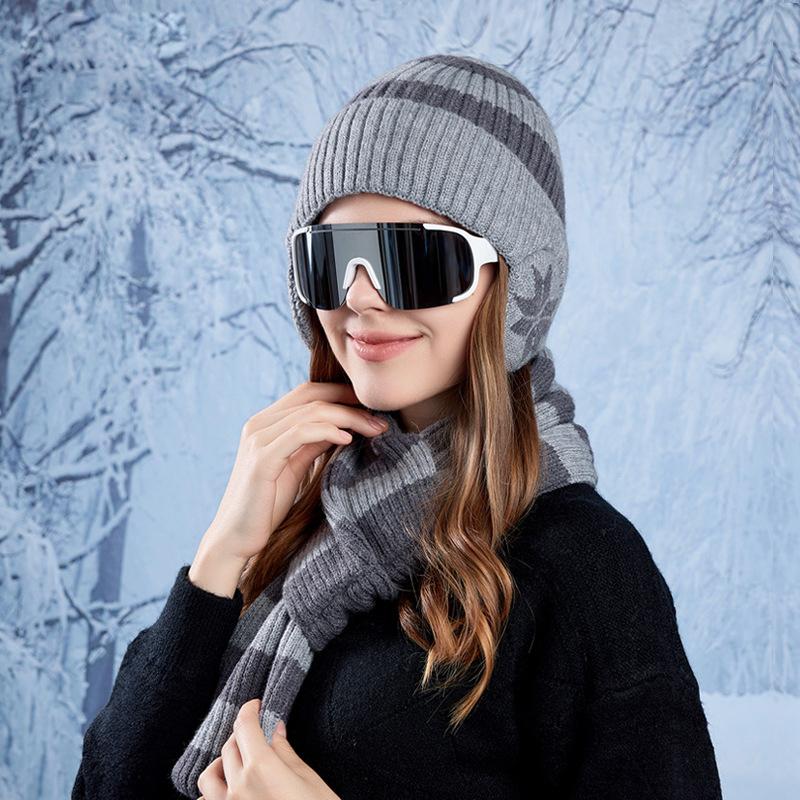 Wintermütze Schal Anzug Herren Damen Outdoor Winddicht Ohrenschutz Pullover Kaschmir Warm Gestrickte Wollmütze
