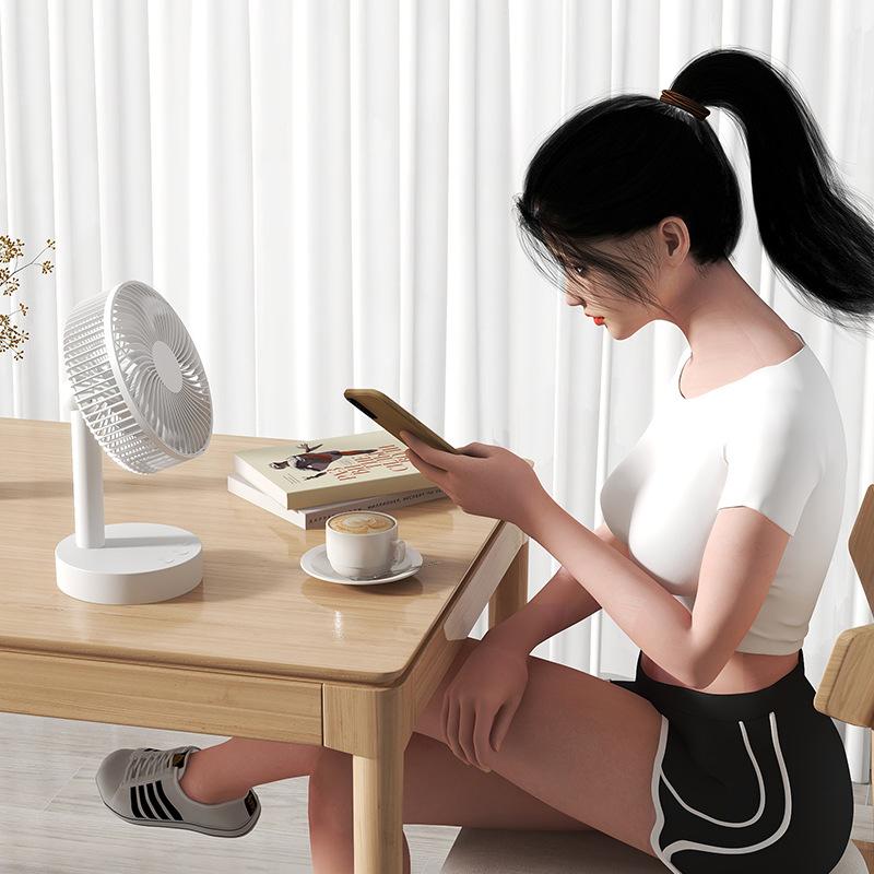 Portable Mini Desktop Usb Folding Fan With 4 Speed And Timing Functions Suitable For Dormitory Office Use Student Gift