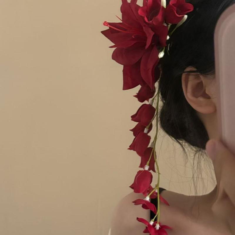 Červená konvalinka konvalinka střapce vlásenky okvětní lístek krokodýlka sponka do vlasů simulační květina dívky ženy pokrývka hlavy doplněk