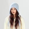 Hollow Crocheted Mesh Lace-up Knitted Hat Women's Curled Angora Rabbit Fur Rabbit Down Ins Wind Soft Wool Hat