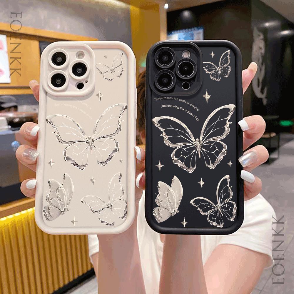 Gold Butterfly Silicone Phone Case For iPhone 16 15 14 Pro Max Cases iPhone 13 12 11 Pro Max Mini XS XR X 7 8 Plus SE 2020 Cover