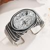 New Trendy Fashion Handmade Crystal Large Gems Aluminum Wire Wrapped Open Wide Bracelet Bangle For Women Party Accessories