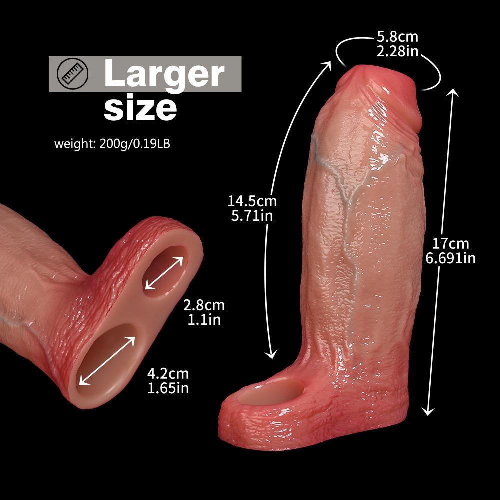 Male Hollow Penis Sleeve Penis Extensions Reuseable Condom Sex Toys for Men Intimate Goods Sex Shop for Men 18