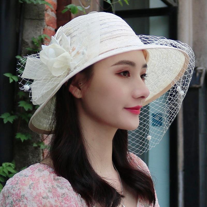 

Mesh Style Flower Sunshade Hat for Women in Summer Fashionable and Breathable Covering The Faceelegant Lace Fisherman Hat One Size слонова кістка