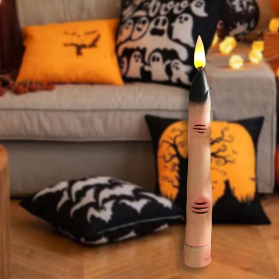 Halloween LED Finger Taper Candles Flameless Flickering Finger Candle Sticks Battery Operated Fake Candles with Remote for Holiday Home Decor
