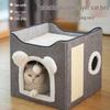 Cozy Winter Cat Bed: Warm, Removable, Washable, Enclosed, Easy to Clean, Foldable, Large Size, Four Seasons Pet Bed.