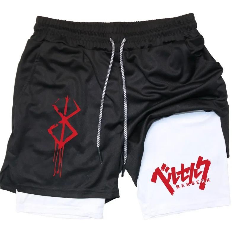 

Anime Berserk 2 in 1 Gym Shorts for Men Active Athletic Compression Shorts 5 Inch Quick Dry Stretchy Training Fitness Workout XXXL
