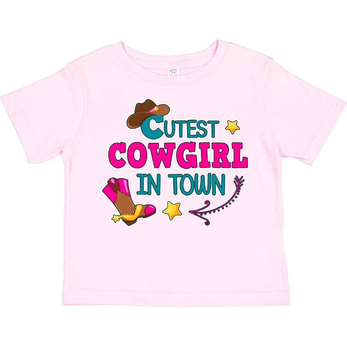 

Inktastic Cutest Cowgirl In Town With Cowgirl Hat And Boots Toddler kids boys T-Shirt Cute 110