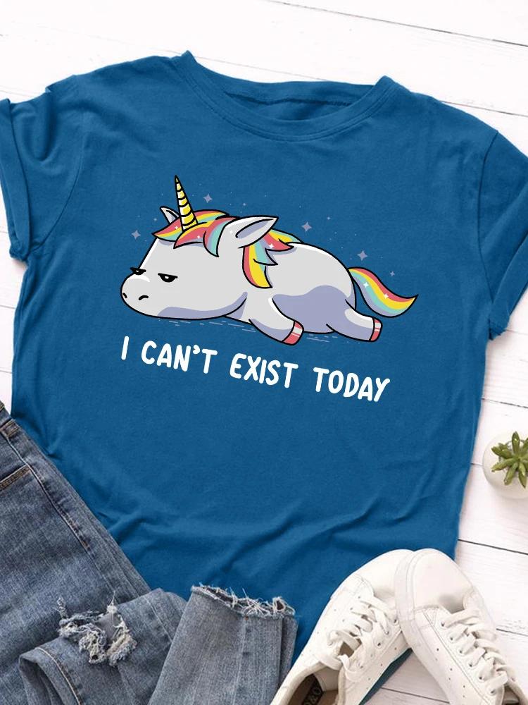 I Can't Exist Today Print T Shirt Women Short Sleeve O Neck Loose Tshirt Summer Women Causal Tee Shirt Tops Camisetas Mujer