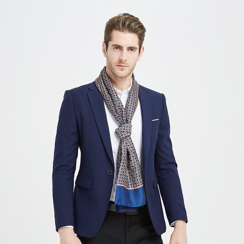 Business Men's Silk Scarf Suit with Silk Double-sided Scarf Winter New Long Scarf Gift Box
