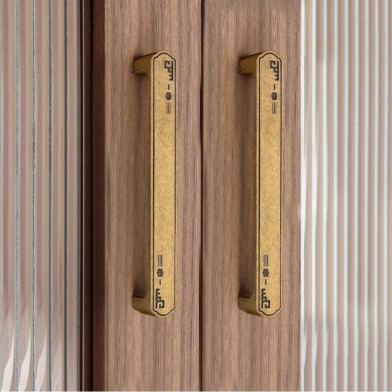 Modern Simple High-End Antique Brass Cabinet Door Handle Light Luxury for Wardrobe Shoe Cabinet - Vintage Style Hardware