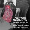 Vintage Pink Oriental Bohemian Moroccan Artwork Thermal Lunch Bags Geometric Diamond Lunch Tote Outdoor Storage Bento Food Box