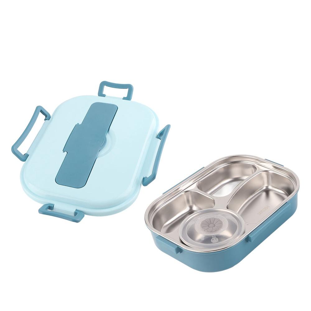 Includes Soup Bowl Portable Bento Box 4-Compartment Food Storage Container Office Use