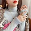 Winter Büro-dame Nerz Fleece Warme Pullover Mode Verdickt High-neck Strickwaren Beiläufige Gestrickte Langarm Pullover Frauen 29784