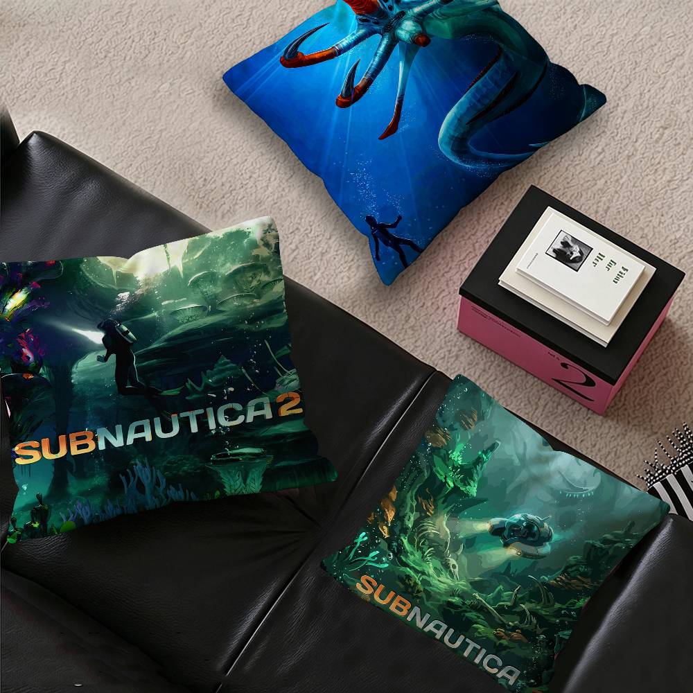 Subnautica Game Cover Pillow Covers Cartoon Sofa Decorative Home Double-sided Printing Short Plush Cute Cushion Cover