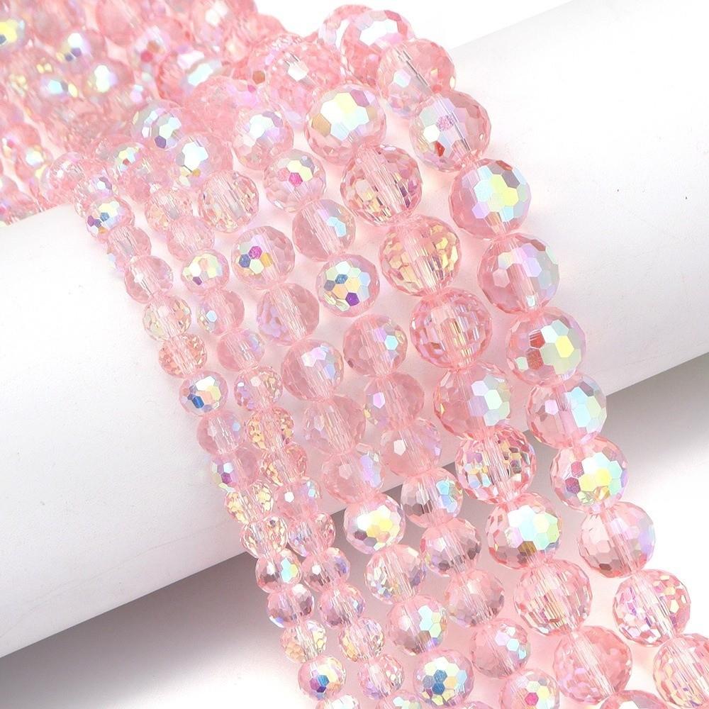 Pink Blue Faceted Glass Beads 6/8/10mm Sizes Jewelry Making Beads  for Jewelry Making