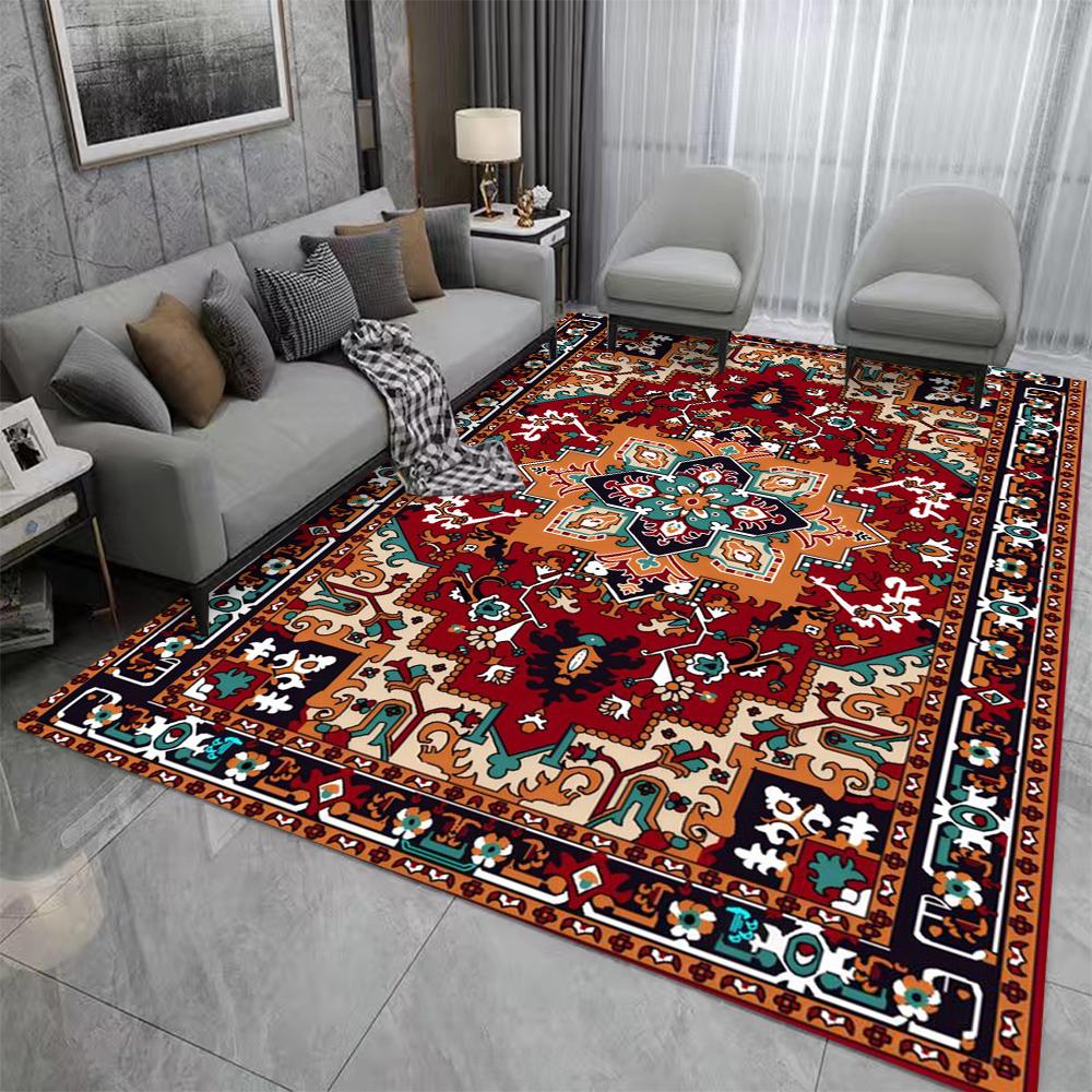 Retro Boho Perský Styl Květinový Koberec Obývací Pokoj Ložnice Balkon Pohovka Stůl Dveřní Rohožka Protiskluzová Prací v Pračce Domácí Podložka Dekor