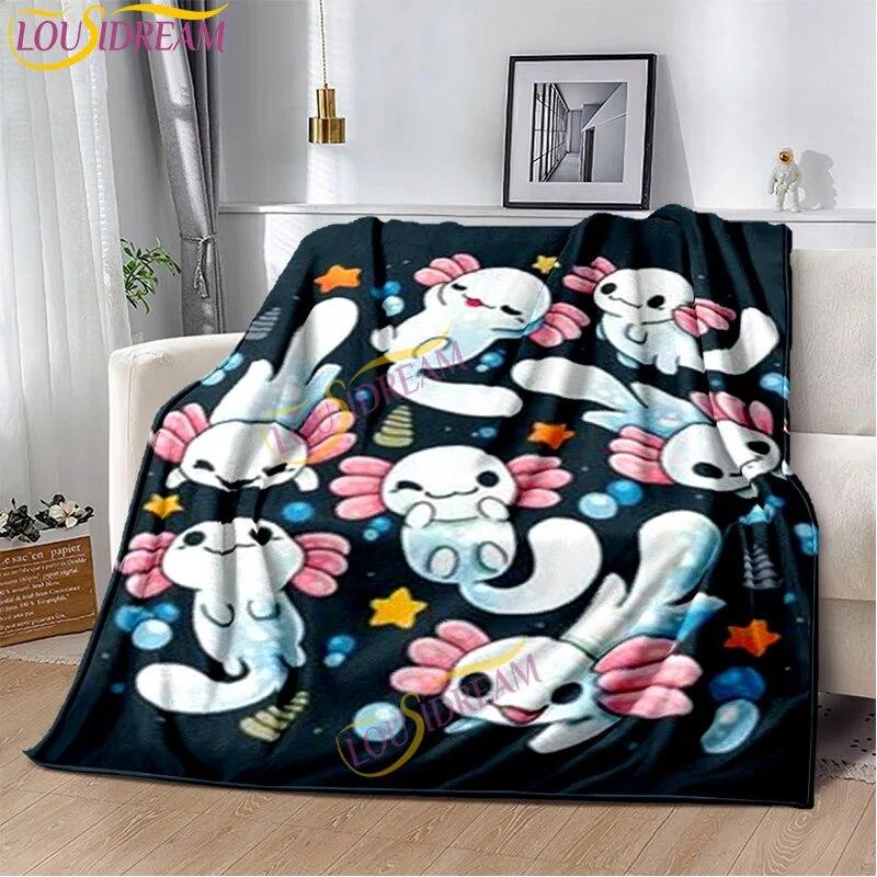 Animal de dibujos animados Ajolote suave felpa ropa de cama sala de estar sofá dormitorio cama mantas picnic impreso lindo Axolotl regalo manta