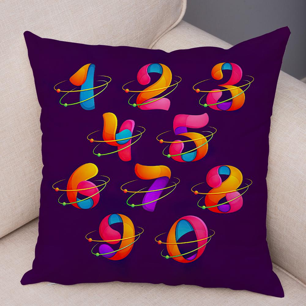 Creative Colorful Abstract Number Cushion Cover Double Sided Soft Polyester Home Decor Pillow Case