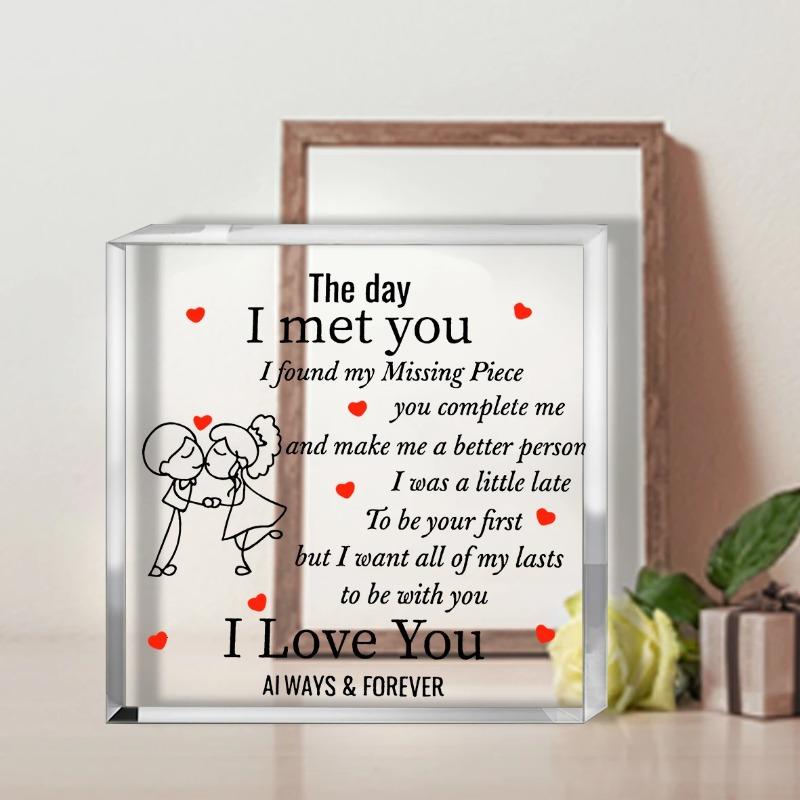 2D Flat Romantic Anniversary Acrylic Desktop Decoration Plaque, Home Decor Plaque Hanging Wall Art Decorative Garden Decoration for Room Door Signs Ha