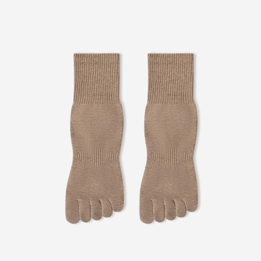 

1 Pair Fashion Mid Crew Five Finger Socks Breathable Solid Color Toe Socks Odor Control Moisture Wicking Sports Socks Unisex One Size хаки