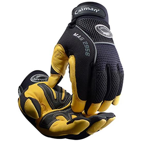 Caiman Leather Work Gloves Pig Leather (Mechanic/Multi-Activity) (Small)