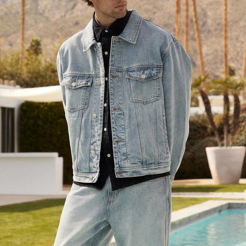 Kith Centre Denim Jacket Light Indigo Unisex Outerwear Blue KHM010269-415