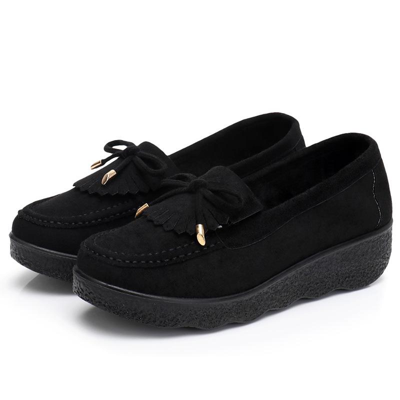 

Весна и осень Новые туфли из ткани Old Beijing Женские одинарные туфли на платформе Туфли Muffin Mom Универсальные туфли Doudou Черные рабочие туфли для женщин 40 чёрный