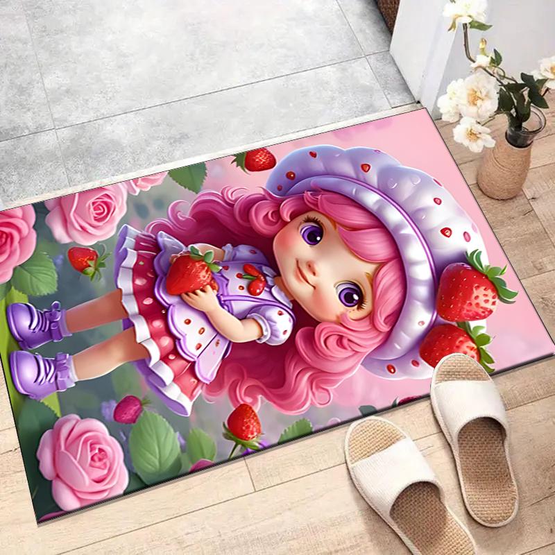 Strawberry Polyester Carpet, Soft Indoor Mat for Office Chair, Living Room, Computer Desk - Decorative Home Office Rug Design