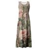 Summer Casual Dresses For Women Sleeveless Floral Print Tank Sundress Pleated T-shirt Cotton Dress With Pockets