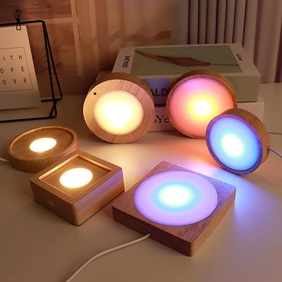 1Pc 10*10cm Wood Light Base Wooden Led Light Rotating Display Stand Lamp Holder Lamp Base Art Ornament
