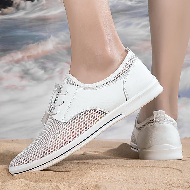 Sommar Andningsbara Ihåliga Herrskor Business Mesh Klänningsskor Herr Sneakers Mjuka Flats Hot Sale Sommar Casual Körskor