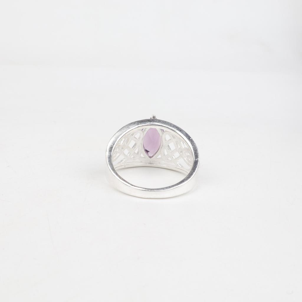 Natural Amethyst Gemstone 925 Sterling Silver Jewelry Promise Ring Gift For Wife CZR-3-6