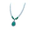 Mother's Chain Imitation Pearl & Rhinestone Necklace Set with Green Chalcedony - Perfect Mother's Day Gift