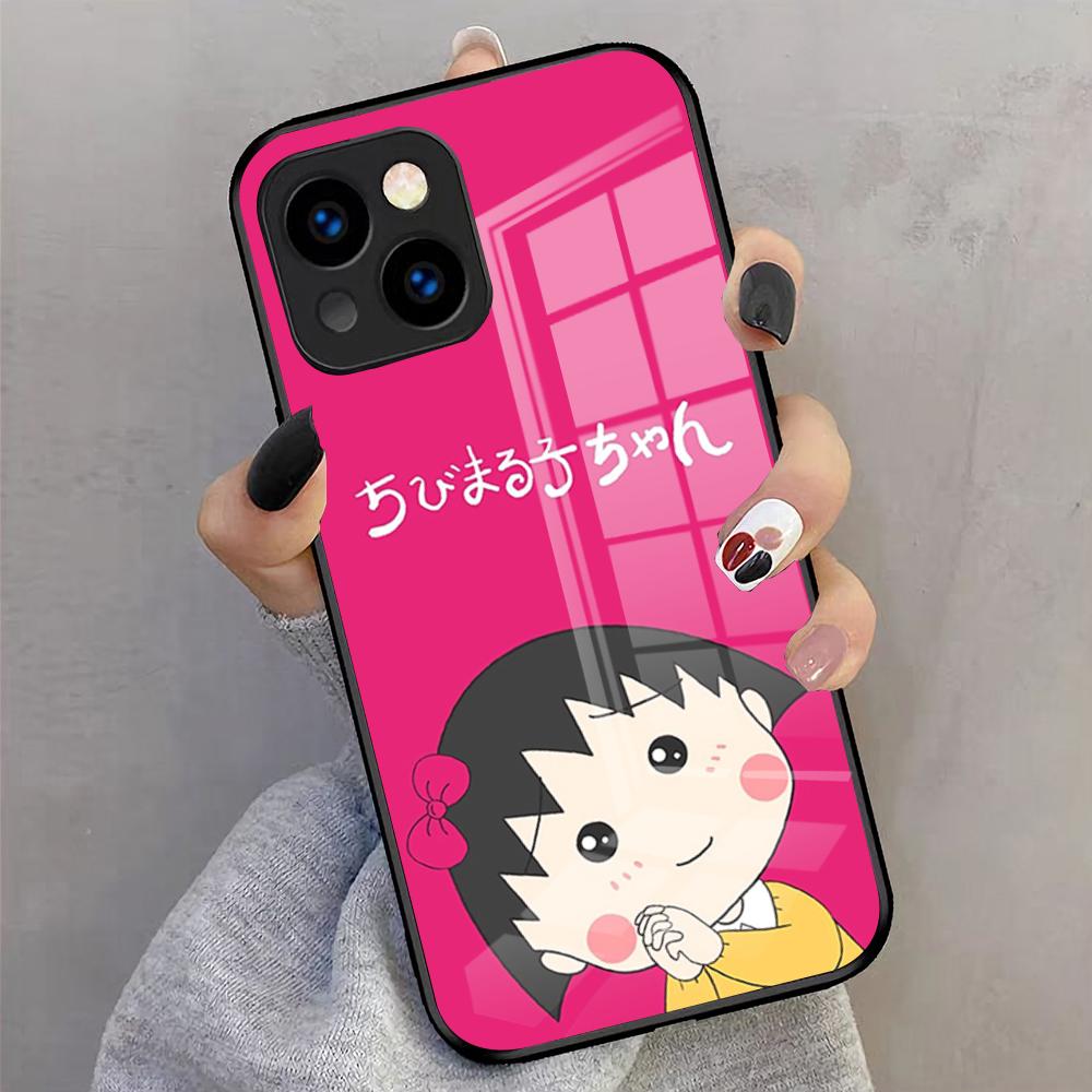Anime Maruko-chan Phone Case For IPhone 17 Pro Max 16 15 14 Pro Max 13 11 X Xs Xr 8 7Plus Glass Cover