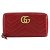 Double G Zip Around Wallet Purse 443123 GG Marmon Chevron Quilting Red Leather Women Used
